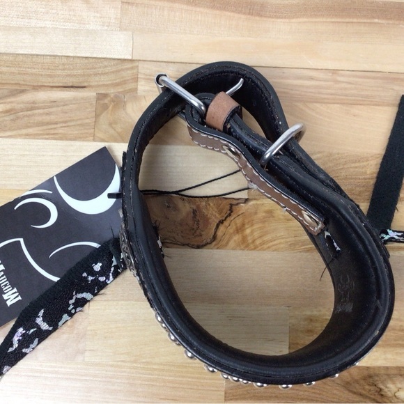 Mad Cow genuine leather western dog collar handmade brown black studded silver - Picture 7 of 16